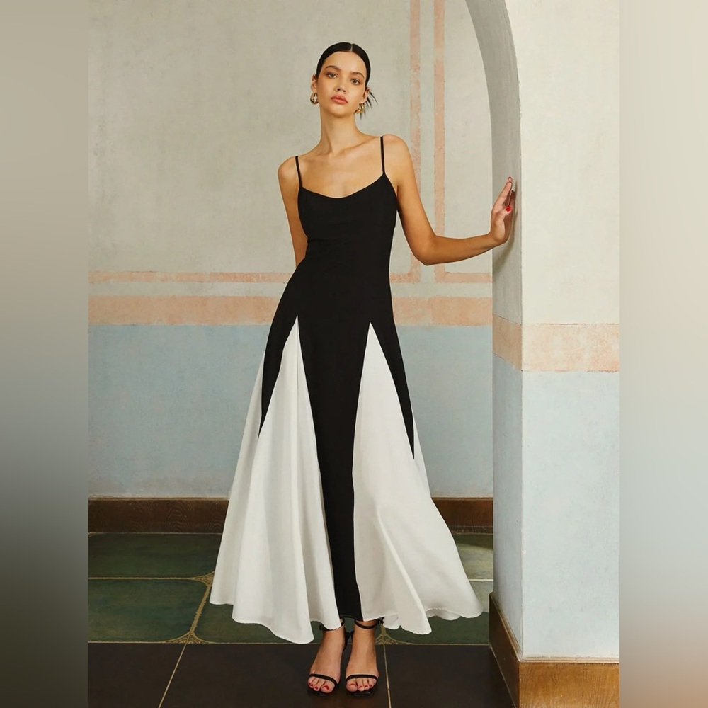 Color Block Spaghetti Strap Long Dress